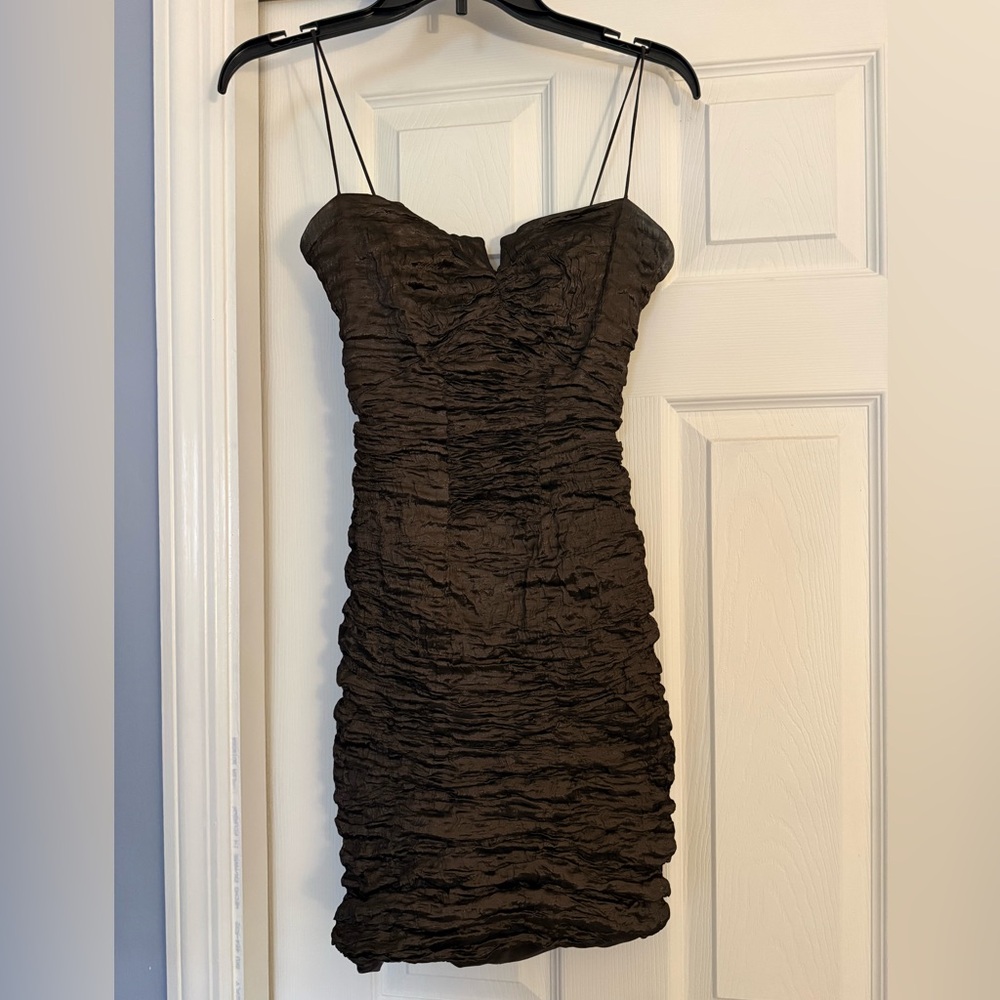 Nicole Miller Textured Black Mini Dress